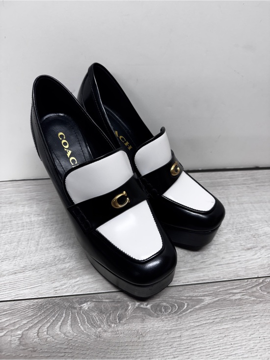 Coach Shoes - Coach Ilyse BLACK & White Leather platform Loafer Shoes US 6.5-36.5